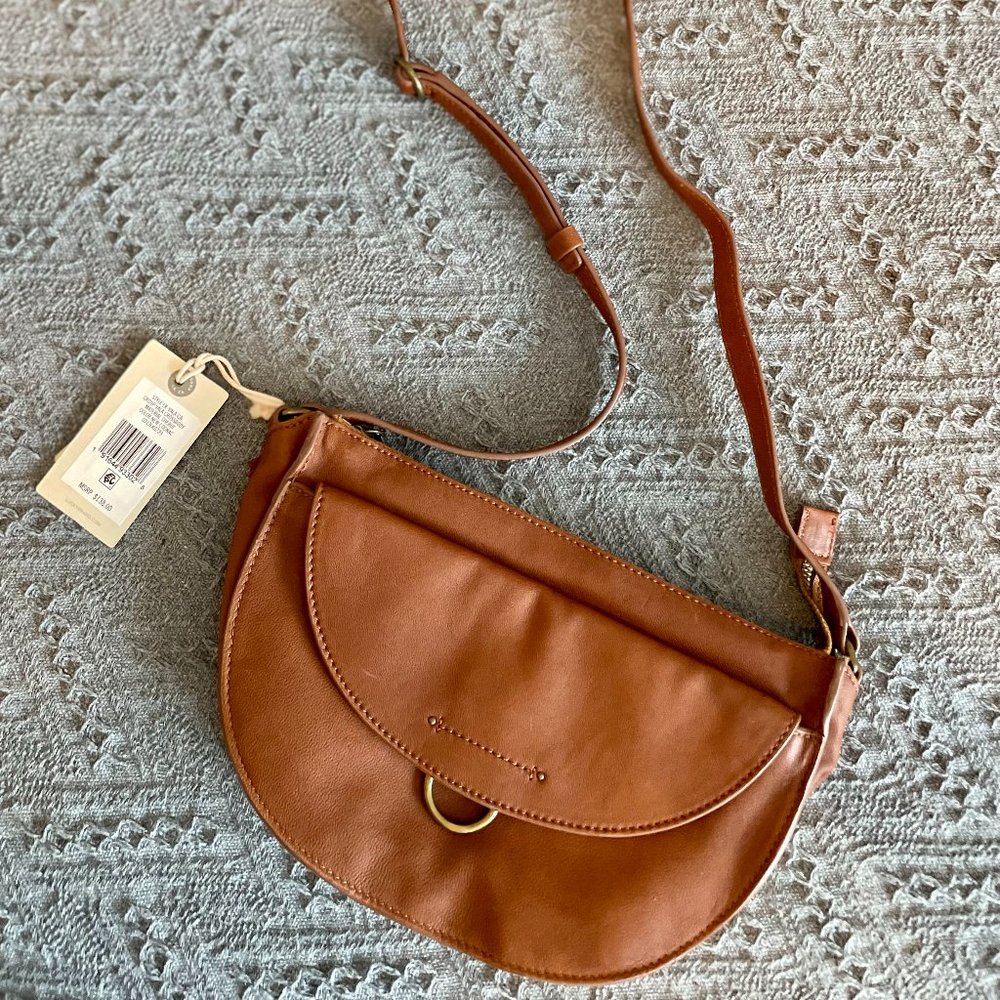 BRAND NEW WITH TAGS LUCKY BRAND VALA CROSSBODY BAG IN COGNAC LEATHER